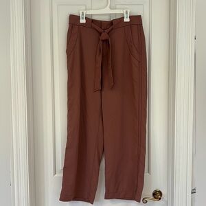 BDG Urban Outfitters Rosy-Brown Flowy Cropped Trousers Tie Front High-Rise Pants